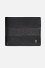Men's Black and Brown Textured Bi-Fold Leather Wallet