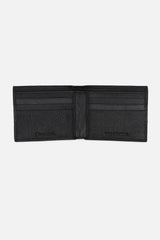 Men's Black and Brown Textured Bi-Fold Leather Wallet