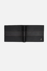 Men's Black and Brown Textured Bi-Fold Leather Wallet