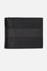 Men's Black and Brown Textured Bi-Fold Leather Wallet
