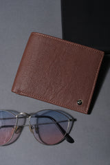 Men's Tan Textured Bi-Fold Leather Wallet