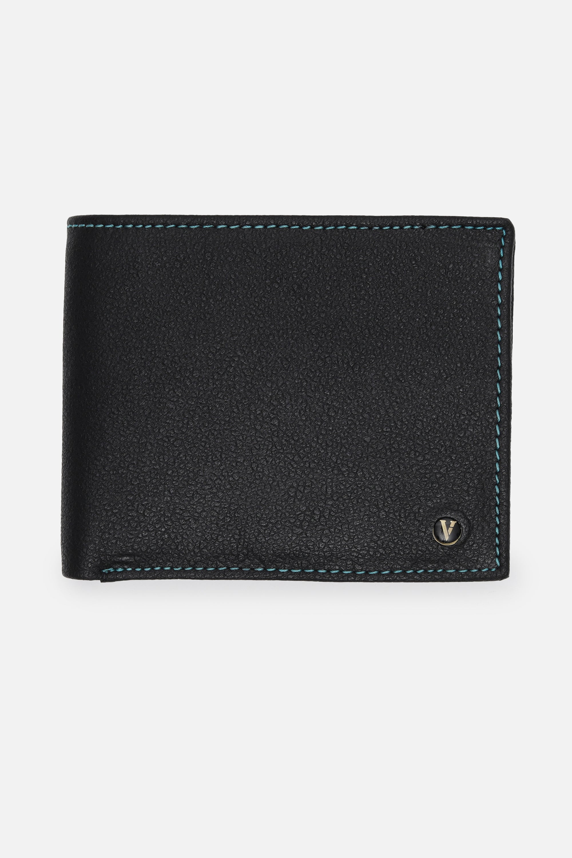 Men's Black Textured Bi-Fold Leather Wallet