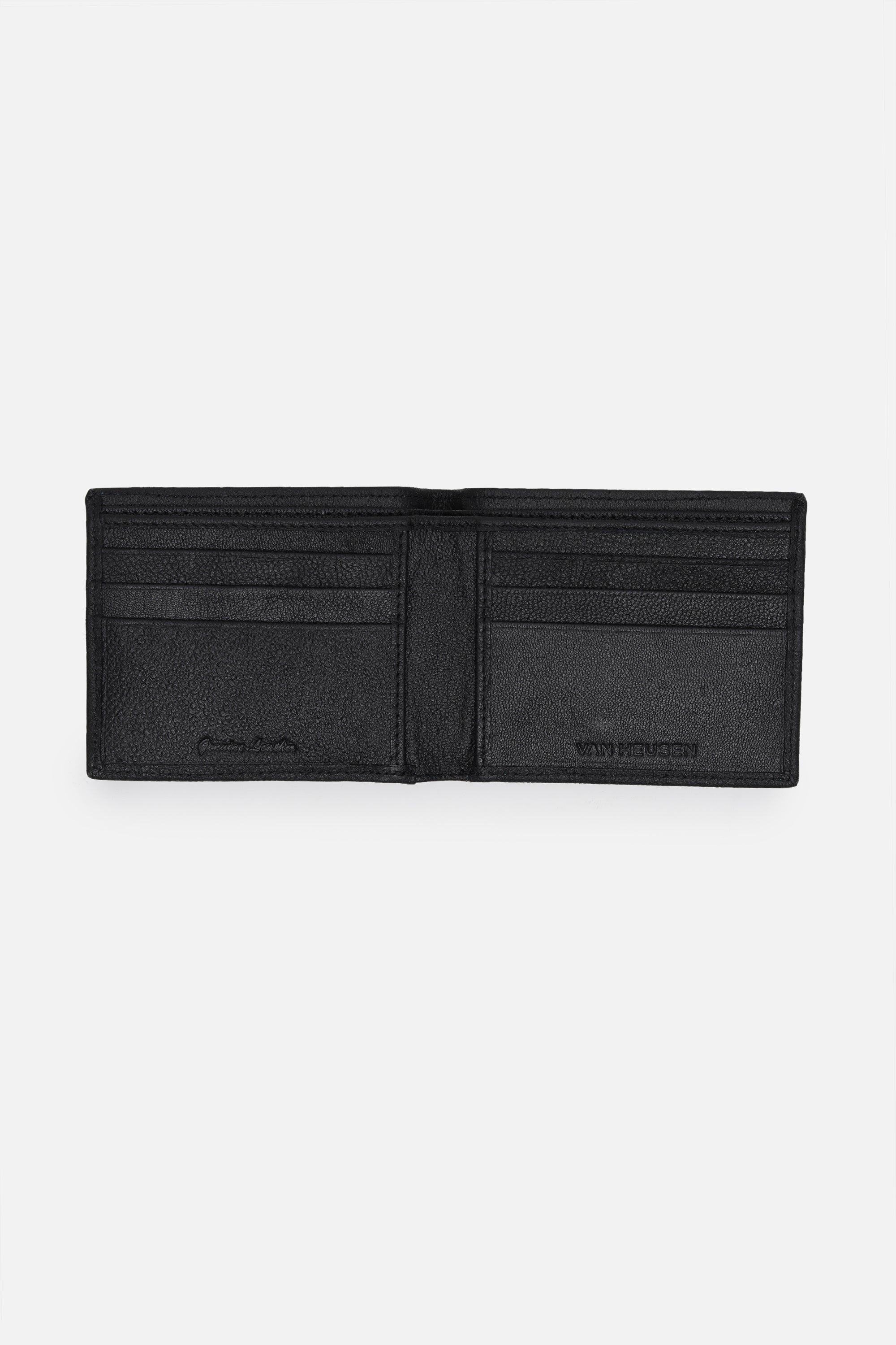 Men's Black Textured Bi-Fold Leather Wallet