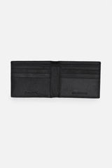 Men's Black Textured Bi-Fold Leather Wallet