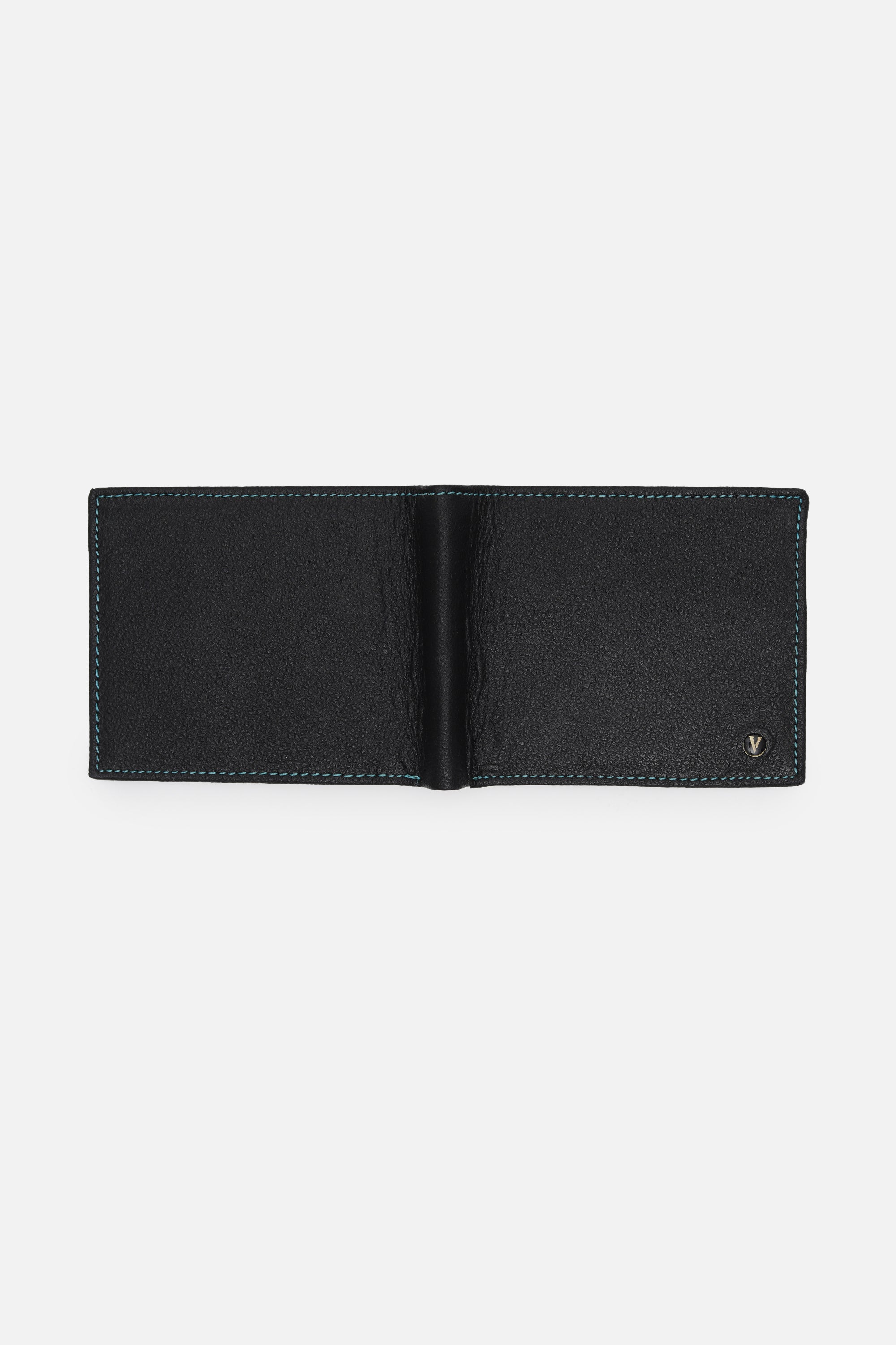 Men's Black Textured Bi-Fold Leather Wallet