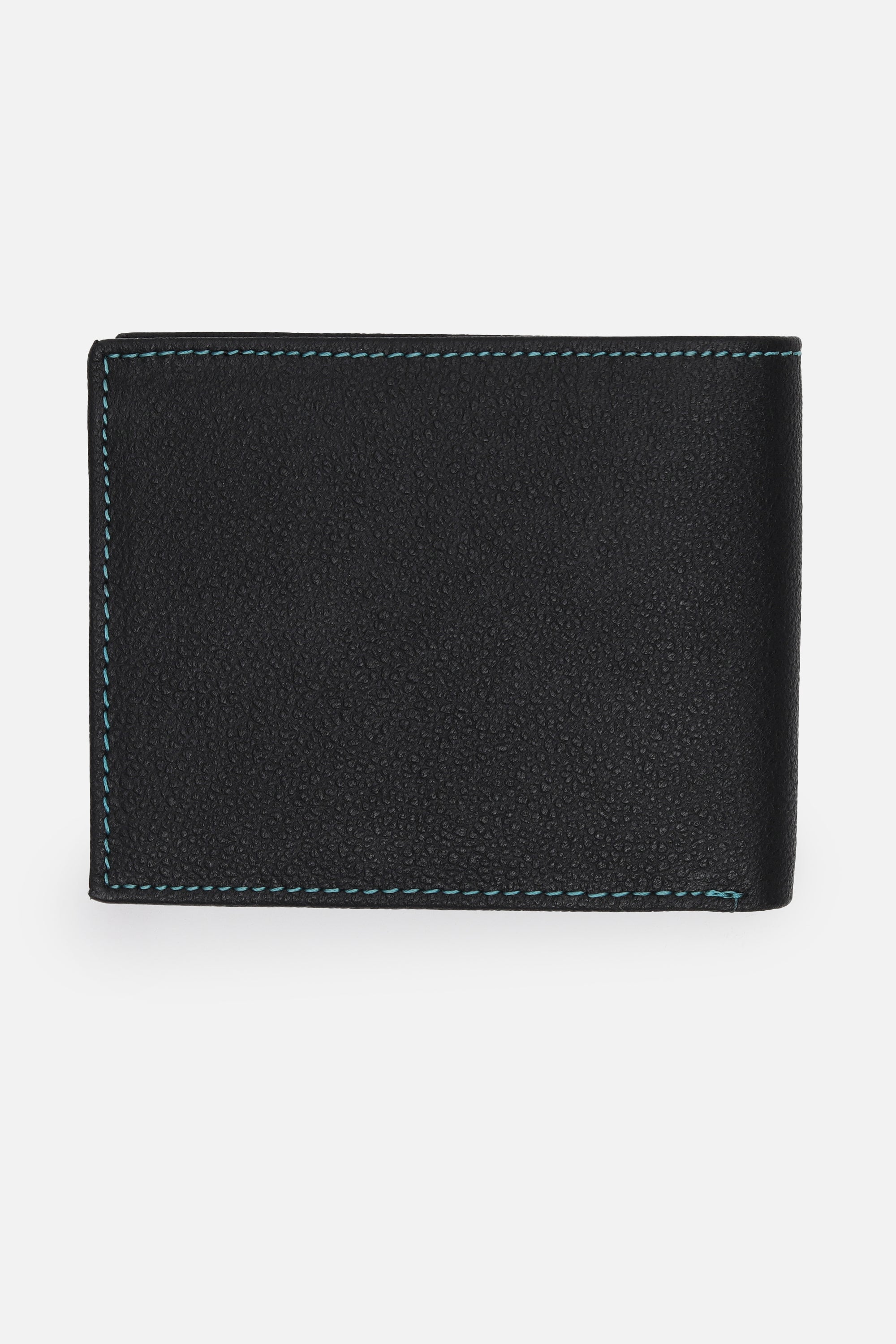 Men's Black Textured Bi-Fold Leather Wallet