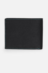 Men's Black Textured Bi-Fold Leather Wallet