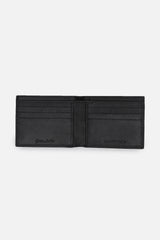 Men's Black Textured Bi-Fold Leather Wallet