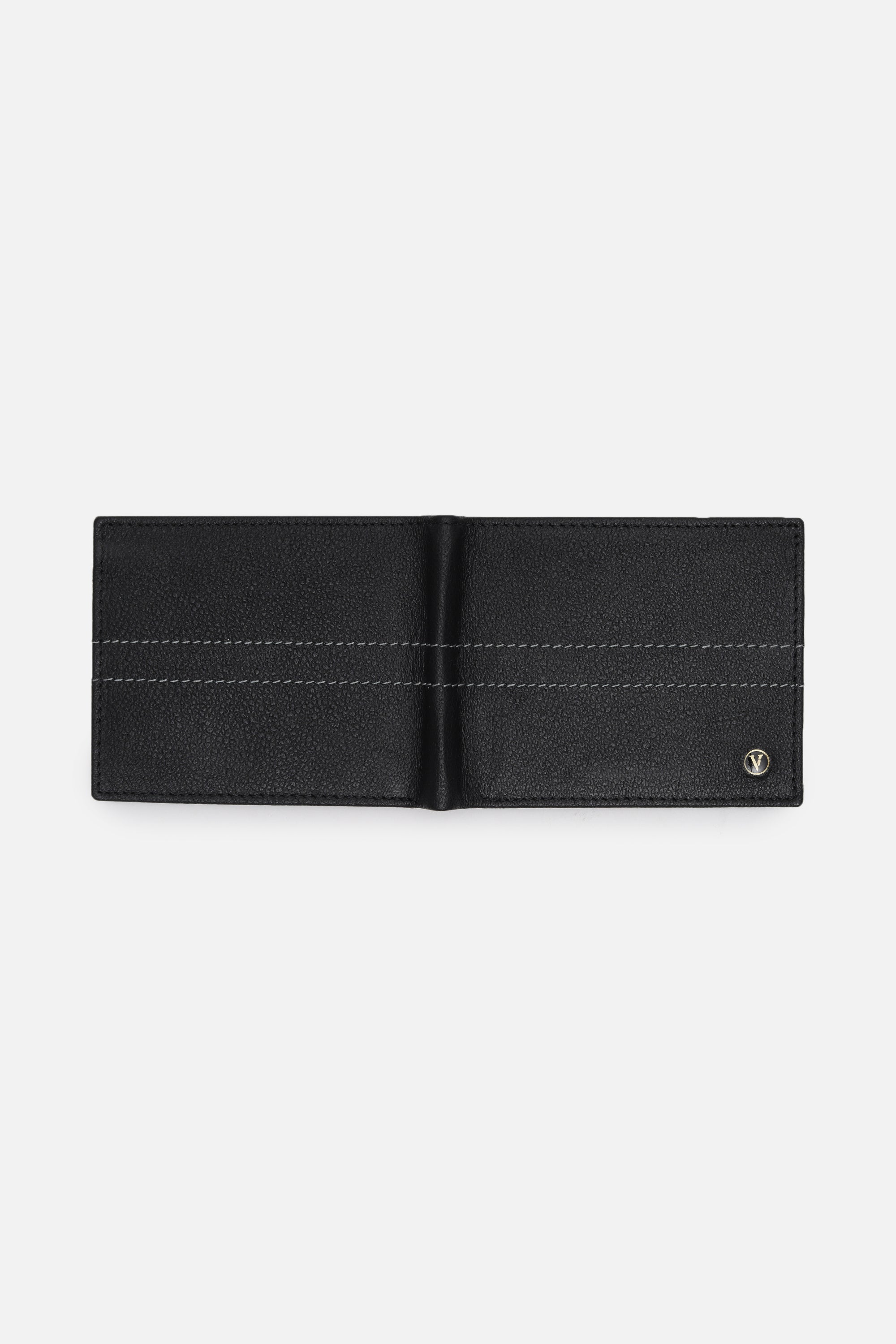 Men's Black Textured Bi-Fold Leather Wallet