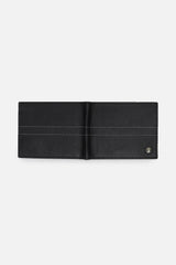 Men's Black Textured Bi-Fold Leather Wallet