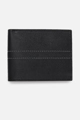 Men's Black Textured Bi-Fold Leather Wallet