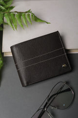 Men's Brown Textured Bi-Fold Leather Wallet