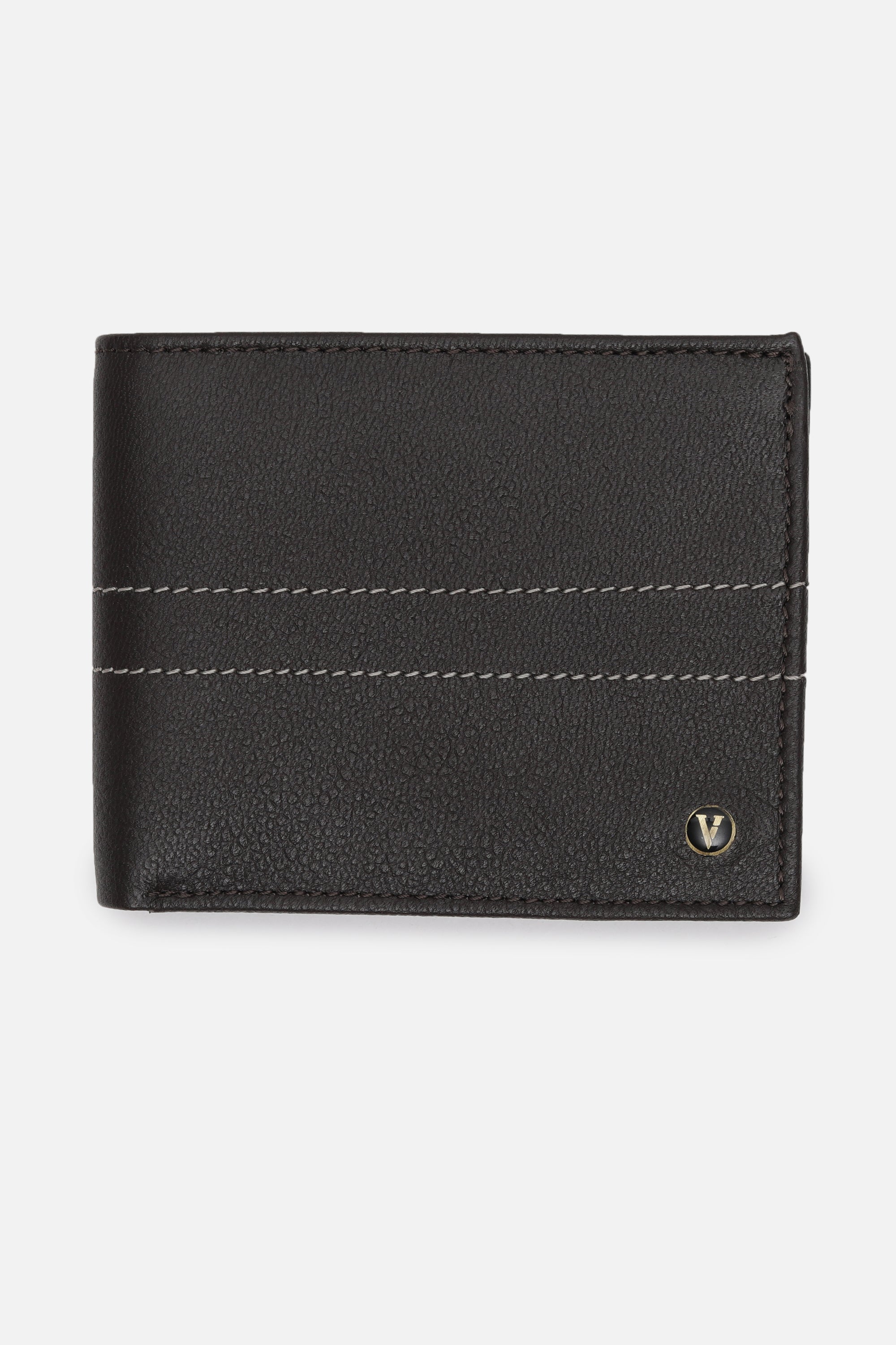 Men's Brown Textured Bi-Fold Leather Wallet