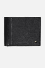 Men's Black Textured Bi-Fold Leather Wallet
