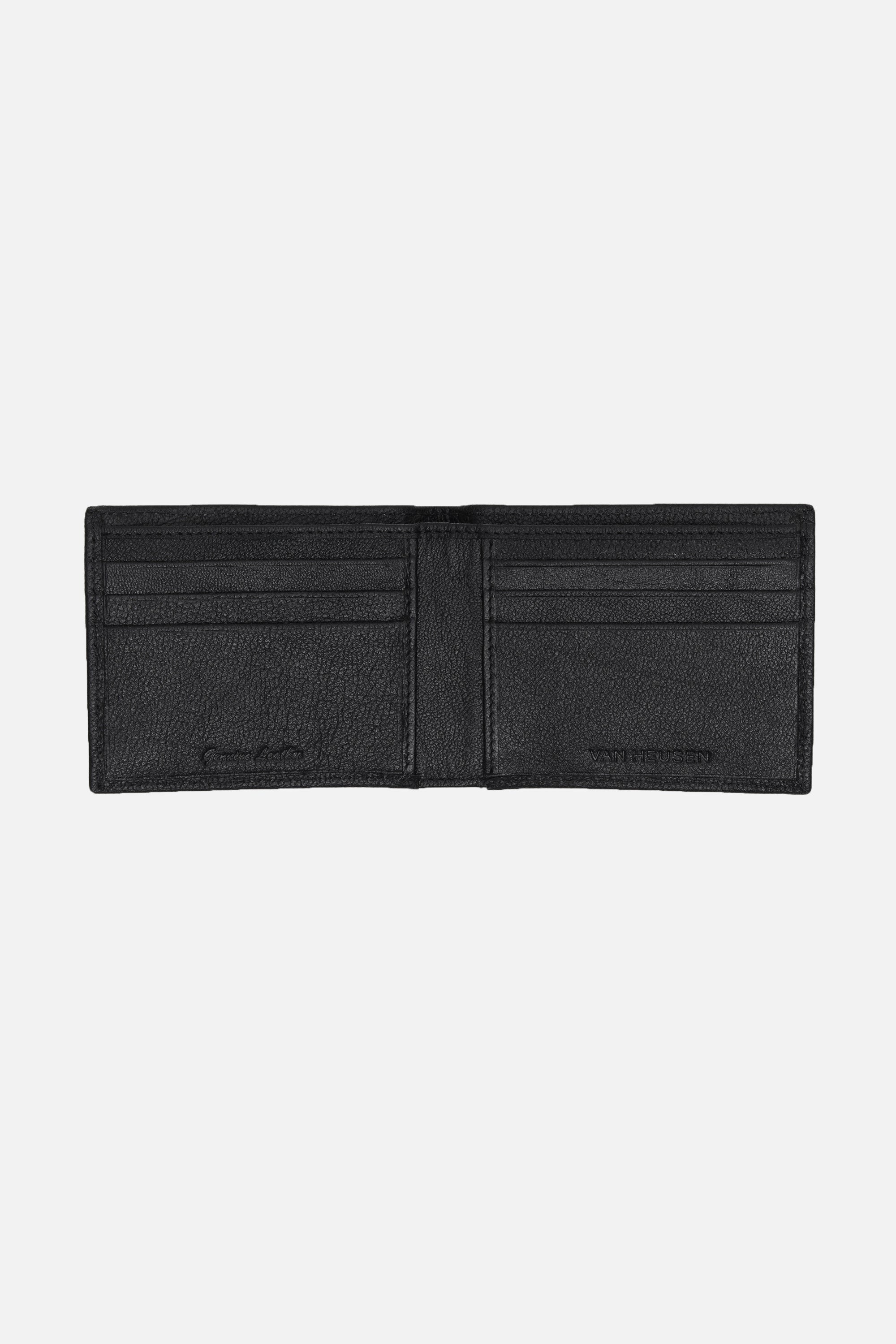 Men's Black Textured Bi-Fold Leather Wallet