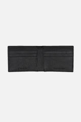 Men's Black Textured Bi-Fold Leather Wallet