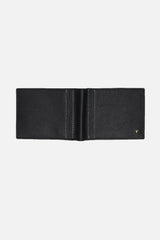 Men's Black Textured Bi-Fold Leather Wallet