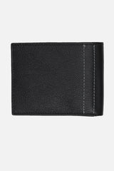 Men's Black Textured Bi-Fold Leather Wallet