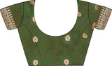 Women's Georgette Green Embellished Designer Saree with Blouse Piece