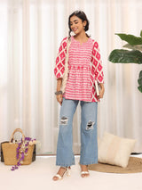 Women's Chevron Printed Flaired Sleeve Tunic