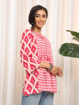 Women's Chevron Printed Flaired Sleeve Tunic