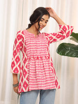 Women's Chevron Printed Flaired Sleeve Tunic