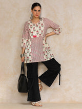Women's Ethnic Floral Jaipuri Printed Flared Tunic