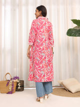 Women's V Neck Tropical Printed Kurta