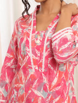 Women's V Neck Tropical Printed Kurta