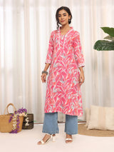 Women's V Neck Tropical Printed Kurta