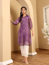 Women's Premium Bandhani Floral Printed Shirt Kurta