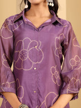Women's Premium Bandhani Floral Printed Shirt Kurta