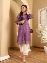 Women's Premium Bandhani Floral Printed Shirt Kurta