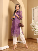 Women's Premium Bandhani Floral Printed Shirt Kurta