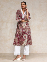 Women's Paisley Printed Three Quarter Sleeve Kurta