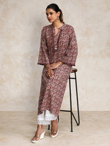 Women's Ethnic Floral Printed Straight Kurta