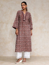 Women's Ethnic Floral Printed Straight Kurta