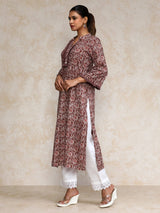Women's Ethnic Floral Printed Straight Kurta