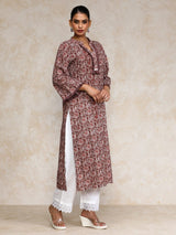 Women's Ethnic Floral Printed Straight Kurta