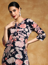 Women's Bold Floral Printed Straight Kurta