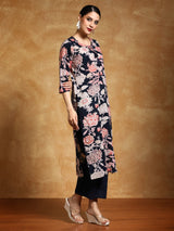 Women's Bold Floral Printed Straight Kurta