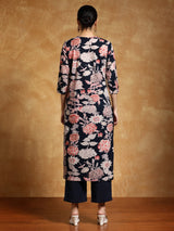 Women's Bold Floral Printed Straight Kurta