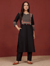 Women's Jaipuri Ethnic Printed Yoke Straight Kurta