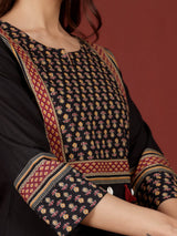 Women's Jaipuri Ethnic Printed Yoke Straight Kurta