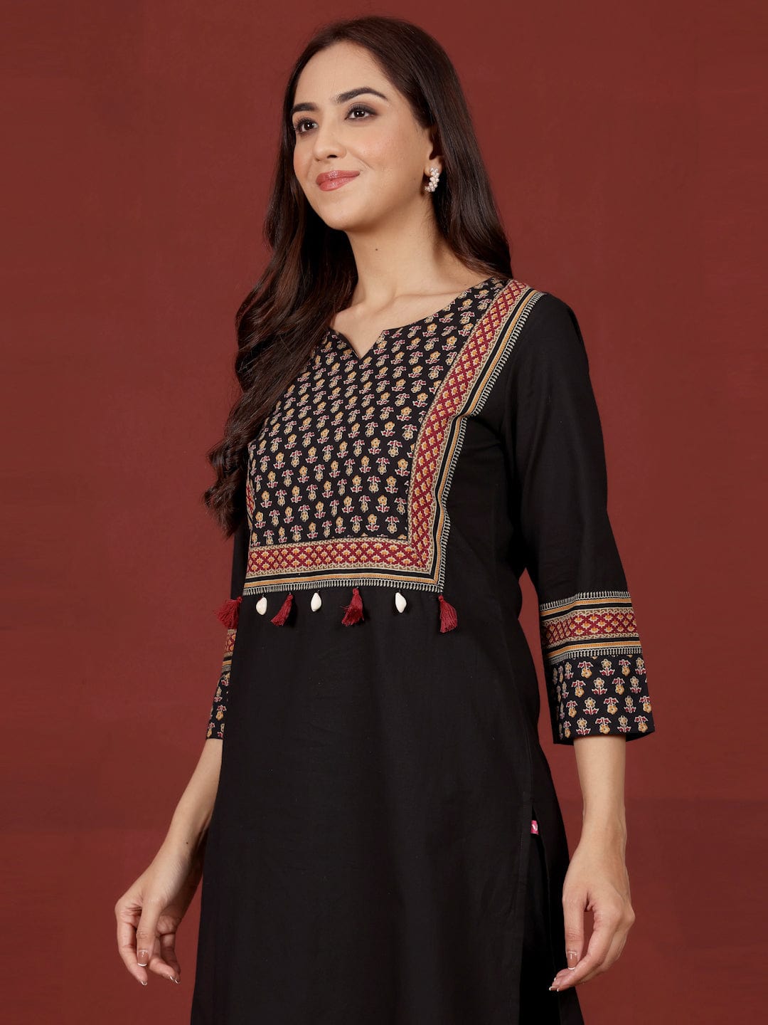 Women's Jaipuri Ethnic Printed Yoke Straight Kurta