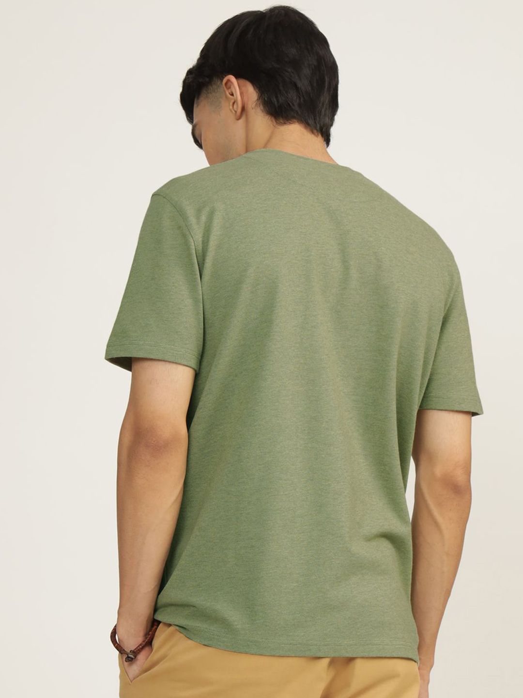 Men's Green Casual Regular Fit Solid Half Sleeves Tshirt