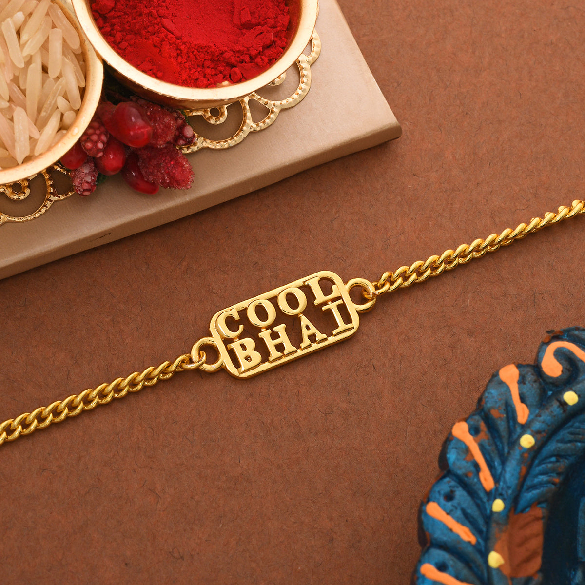 Gold Brass Festive Rakhi