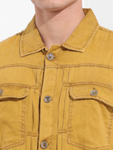 Men's Yellow Casual Solid Full Sleeves Shirt