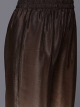 Women's Mandarin Collar Placement Embroidered Kurta Paired With Tonal Bottom