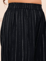Women's Black Lurex A Line Kurta With Trousers